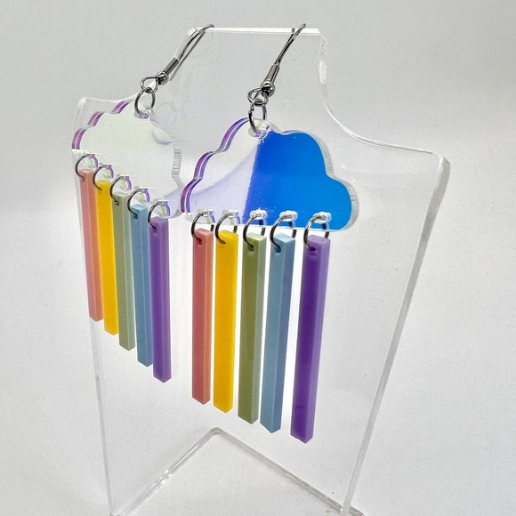 Rain Cloud Earrings - Pride Earrings - Rainbow Earrings - Rainy Day Earrings - Picture 6 of 9